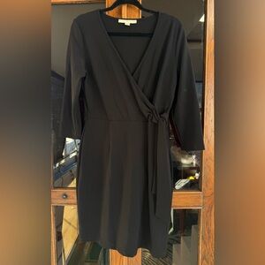 Boston ProperLittle Black Dress Jersey Knit Faux Wrap Side Tie Dress Size 12